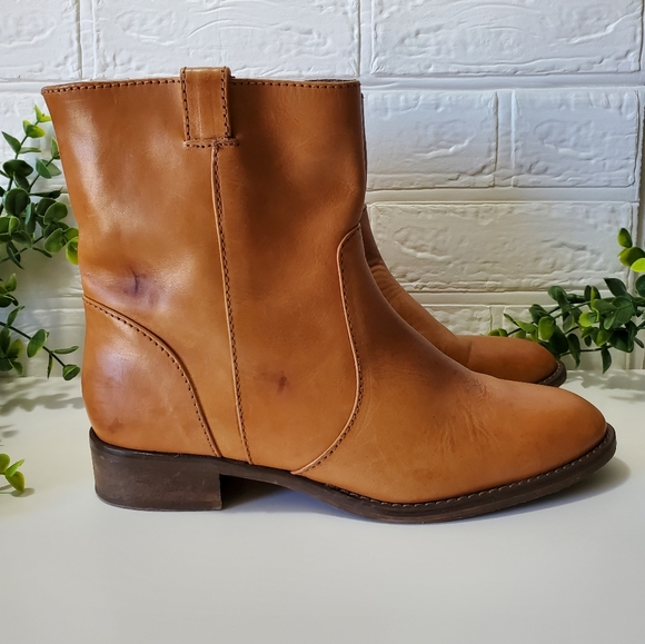 J. Crew Shoes - JCrew Camel Pull on Style Leather Mid Calf Boot